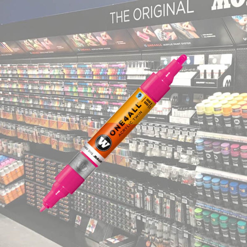 Belle Pièce: Molotow Acrylic Marker One4All Twin1,5/4mm 217 Neon Pink / Rose Fluorescent