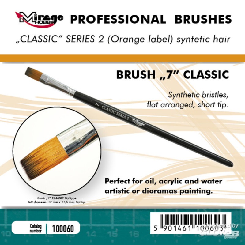 Belle déco pour cadeau: Pinceau MIRAGE BROSSE PLATE HAUTE QUALITÉ SÉRIE CLASSIQUE 2 taille 7