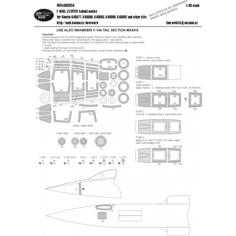 Objet collection à exposer: Accessoire Lockheed F-104G/J Starfighter EXPERT masques kabuki verrière d'avion