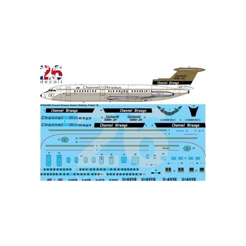 Moderne Style: Décal Channel Airways Hawker Siddeley Trident 1E
