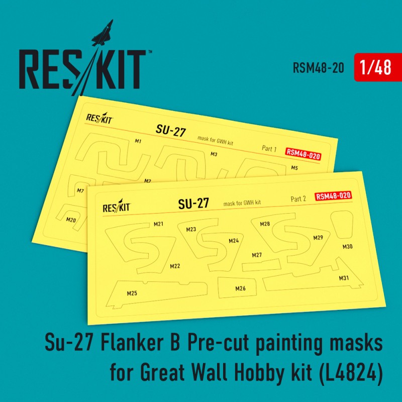 Joli modèle style pop: Su-27 Flanker B Masques de peinture prédécoupés pour le kit Great Wall Hobby (L4824)