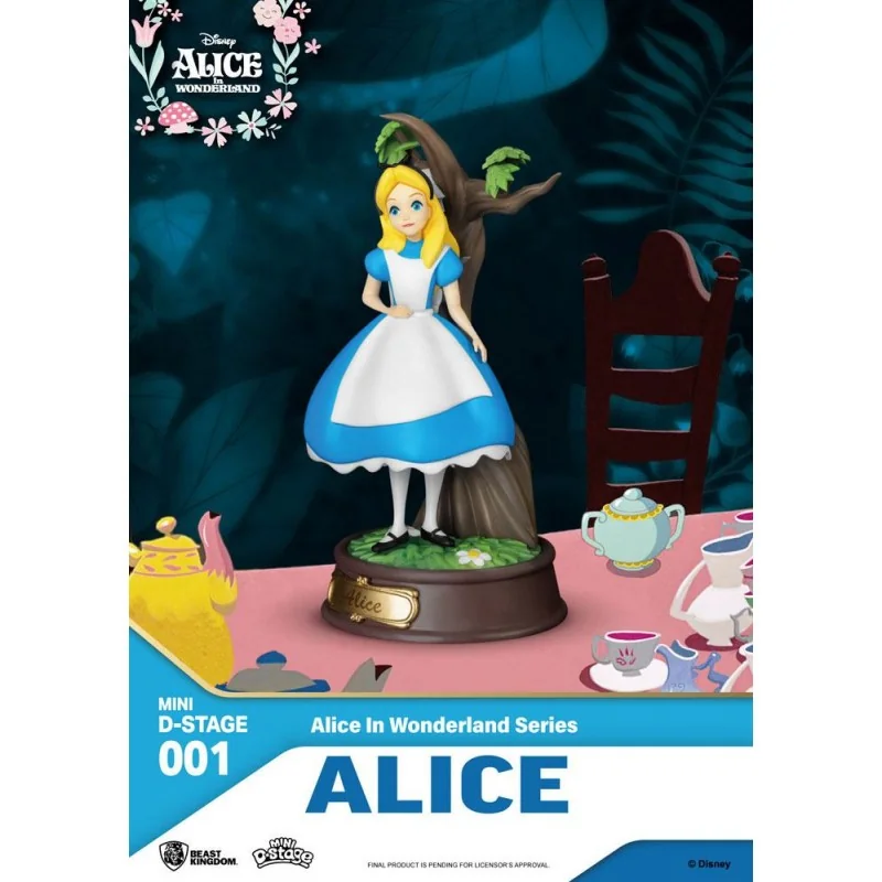 Modèle style rétro: Alice au pays des merveilles statuette PVC Mini Diorama Stage Alice 10 cm