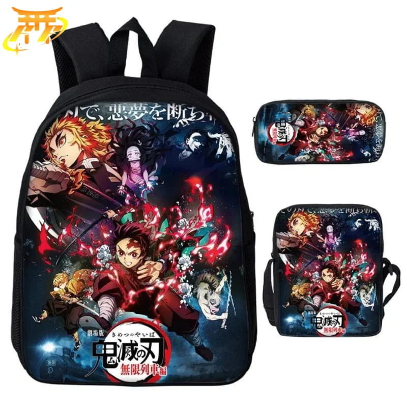 Moderne Création: Cartable avec Trousse et Sacoche Tanjiro Le Train de L'Infini - Demon Slayer™