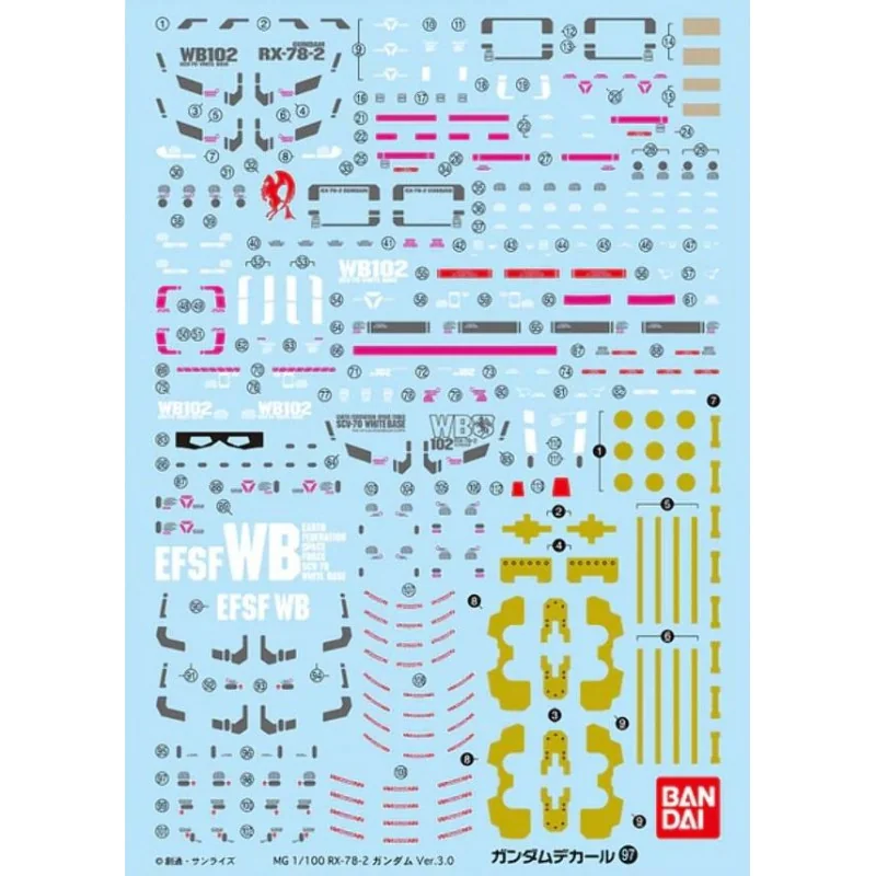 Belle Miniature: GUNDAM - Gundam Decal 97 MG 1/100 Gundam Ver. 3.0 - Model Kit