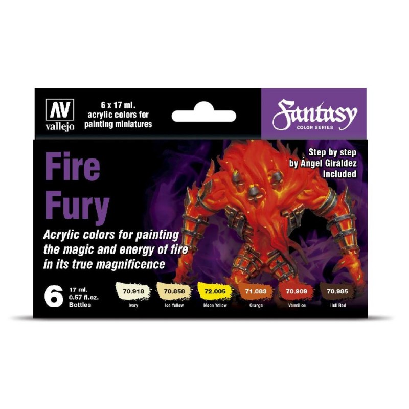 Décorative Collection style rétro: Vallejo Color: Set de peinture Fire Fury - 6 couleurs acryliques 17 ml