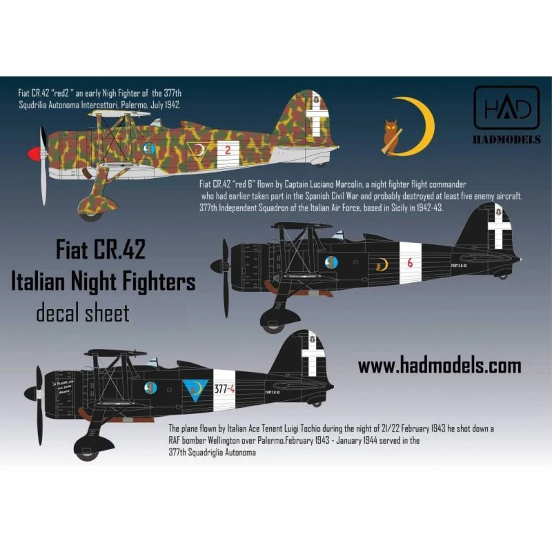 Création pour collection: Décal Fiat CR-42 chasseurs de nuit italiens