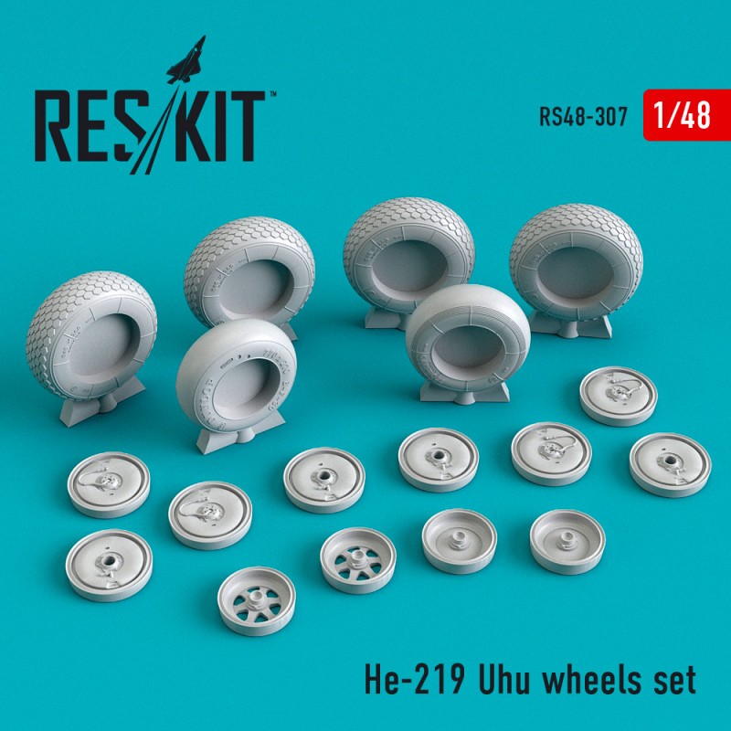 Sympa Miniature: Jeu de roues Heinkel He-219A-7 'UHU' (conçu pour être utilisé avec les kits Tamiya)
