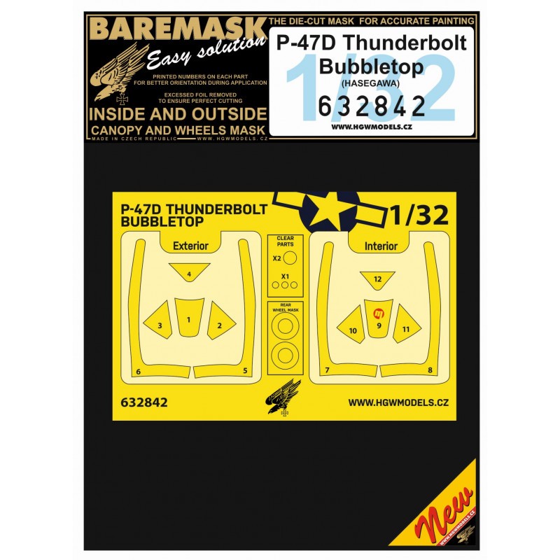 Pop Déco style geek: Roues Republic P-47D Thunderbolt Bubbletop et masque de verrière (intérieur et extérieur) (conçu pour être utilisé avec les kits