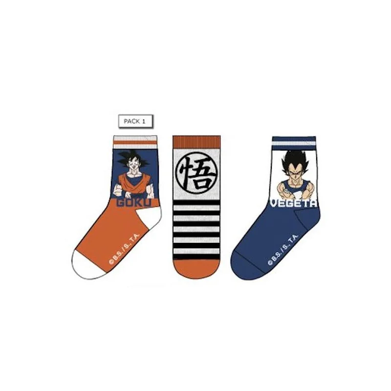Vitrine pour déco: DRAGON BALL - Pack de 3 Chausettes Goku/Vegeta (T27/30)