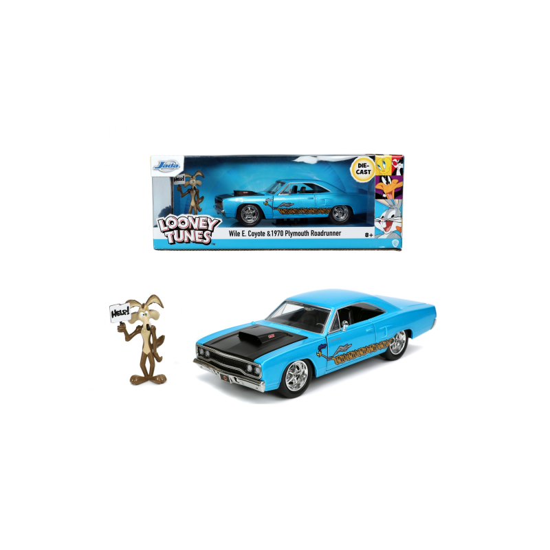 Pop Miniature esprit collection: Figurine LOONEY TUNES - Coyote & 1970 Plymouth Roadrunner - 1:24