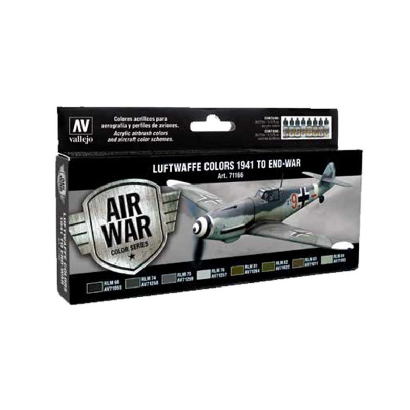 Décorative Miniature: Vallejo MODEL AIR Color: set 8 couleurs acryliques 17 ml - Luftwaffe Colors 1941 à la fin de la guerre