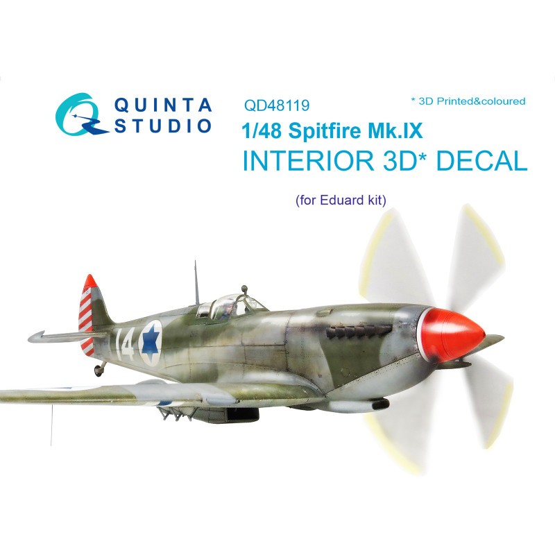 Miniature déco sympa: Décalcomanie Intérieur Supermarine Spitfire Mk.IX imprimé en 3D et coloré sur papier autocollant (conçu pour être utilisé avec l