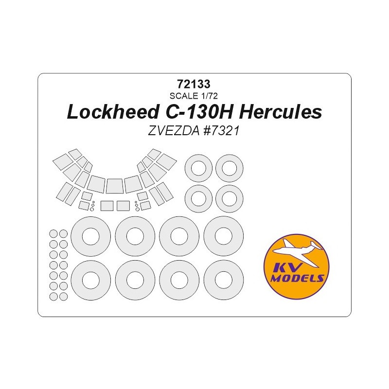 Jolie Pièce: Lockheed C-130H Hercules + masques de roues (conçu pour être utilisé avec les kits Zvezda ZVE7321)
