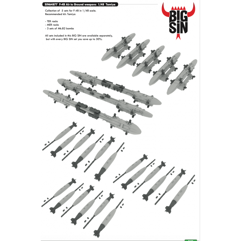Belle Univers: Armes McDonnell F-4B Phantom Air to Ground 1/48 (conçues pour être utilisées avec les kits Tamiya)