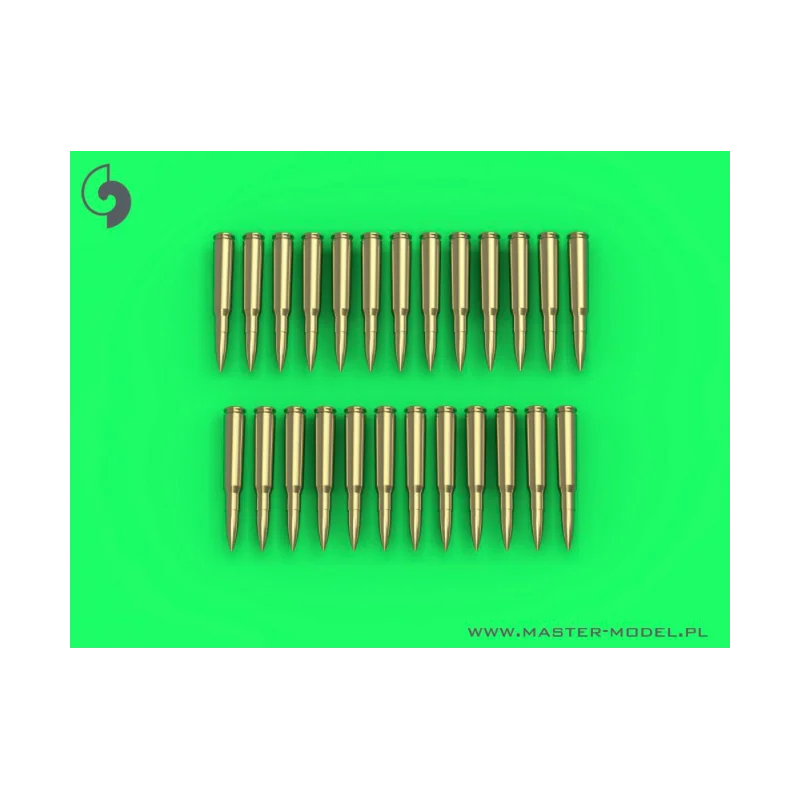 Moderne Vitrine: Browning calibre .50 (12,7 mm) - cartouches (25 pièces)