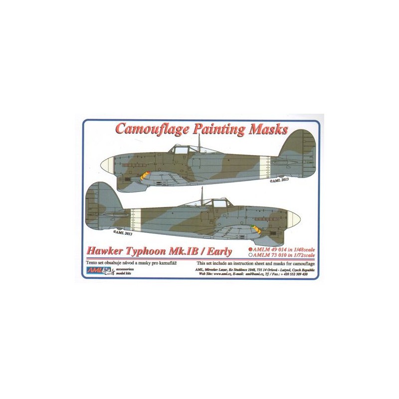 Pop Déco: Masque de peinture à motif camouflage Hawker Typhoon Mk.Ib / Early version (conçu pour être utilisé avec les kits Eduard et Hase