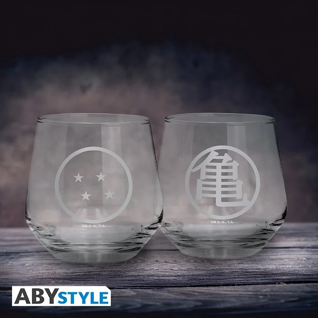 Belle pièce style rétro: Dragon Ball Z - Set 2 Verres - Symbole Kame & Boule de Cristal