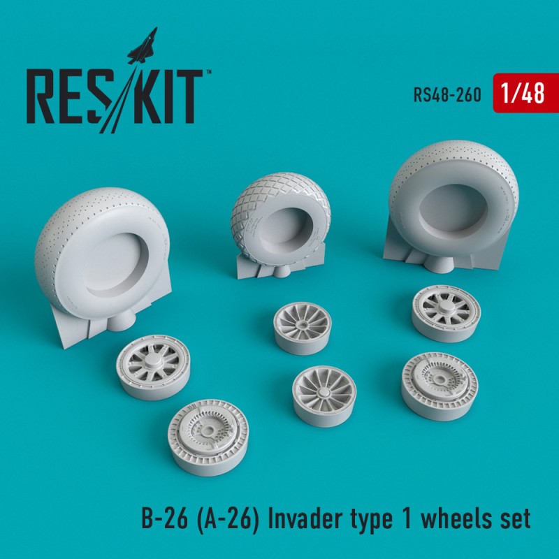 Pour cadeau: Jeu de roues Douglas B-26 (A-26) Invader type 1 (conçu pour être utilisé avec les kits Hasegawa, ICM, Monogram et Revell)