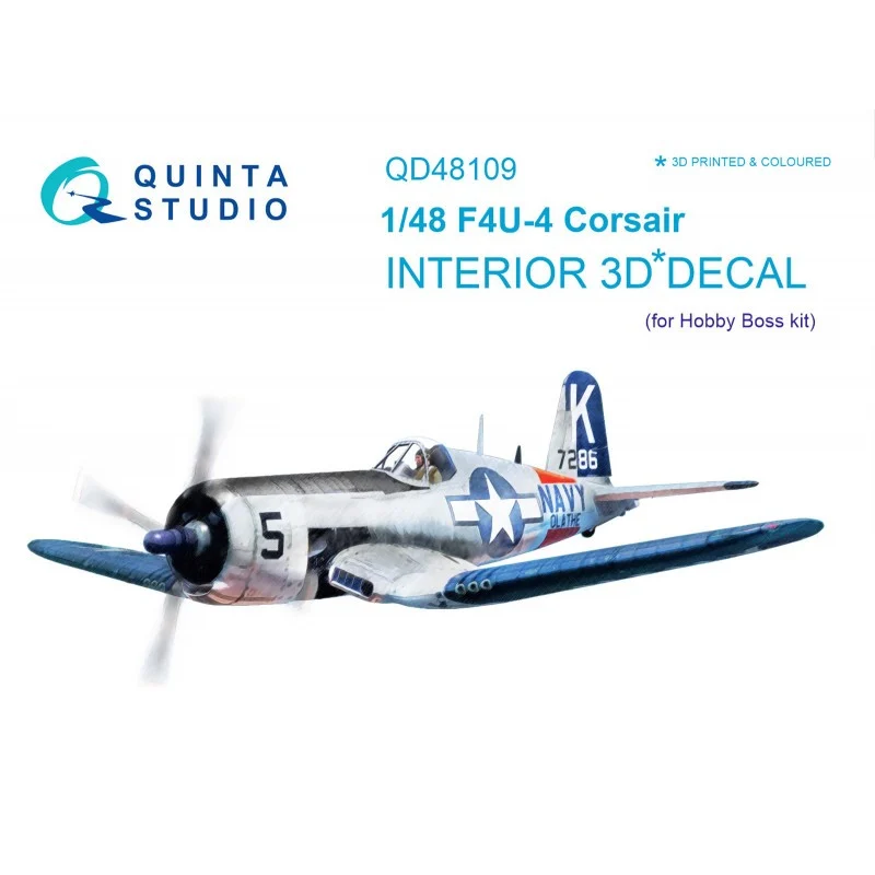 Collection pour collection: Décalcomanie Intérieur Vought F4U-4 Corsair imprimé en 3D et coloré sur papier autocollant (conçu pour être utilisé avec les kit