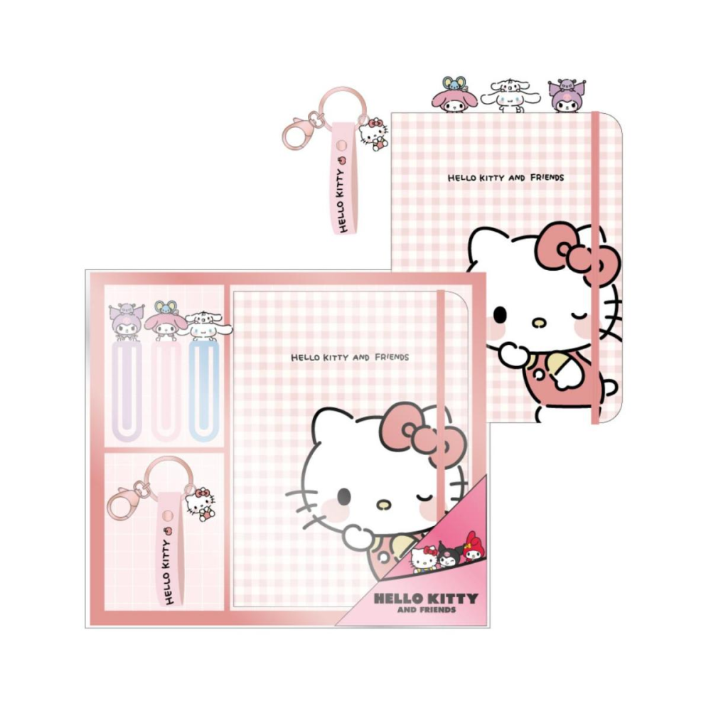 Joli modèle pour cadeau: HELLO KITTY - Set de Papeterie - Notebook A5 + Marque-Pages