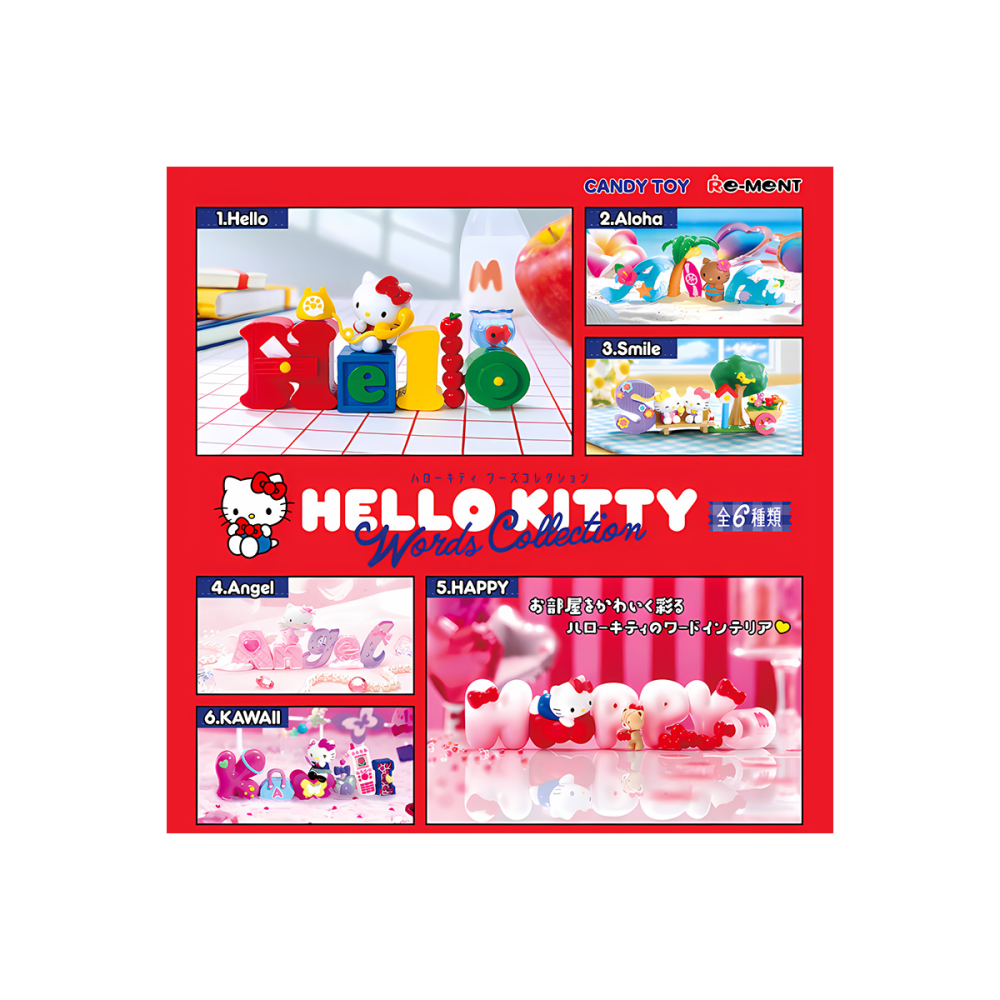 Univers vitrine déco: Figurine Hello Kitty Rement Words Collection Assortiment 6pcs