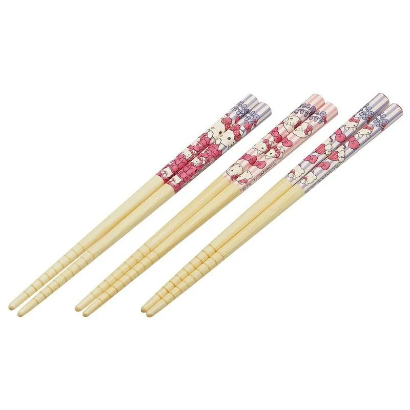 Stylée Design pour collection: HELLO KITTY - Hello Kitty - Set 3 paires baguettes en Bambou