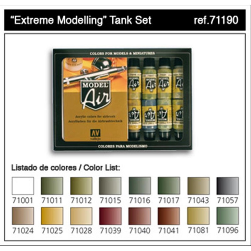 Modèle vitrine pour bureau: Peinture Vallejo MODEL AIR Color: set 16 Acryliques 17 ml WWII Allemand