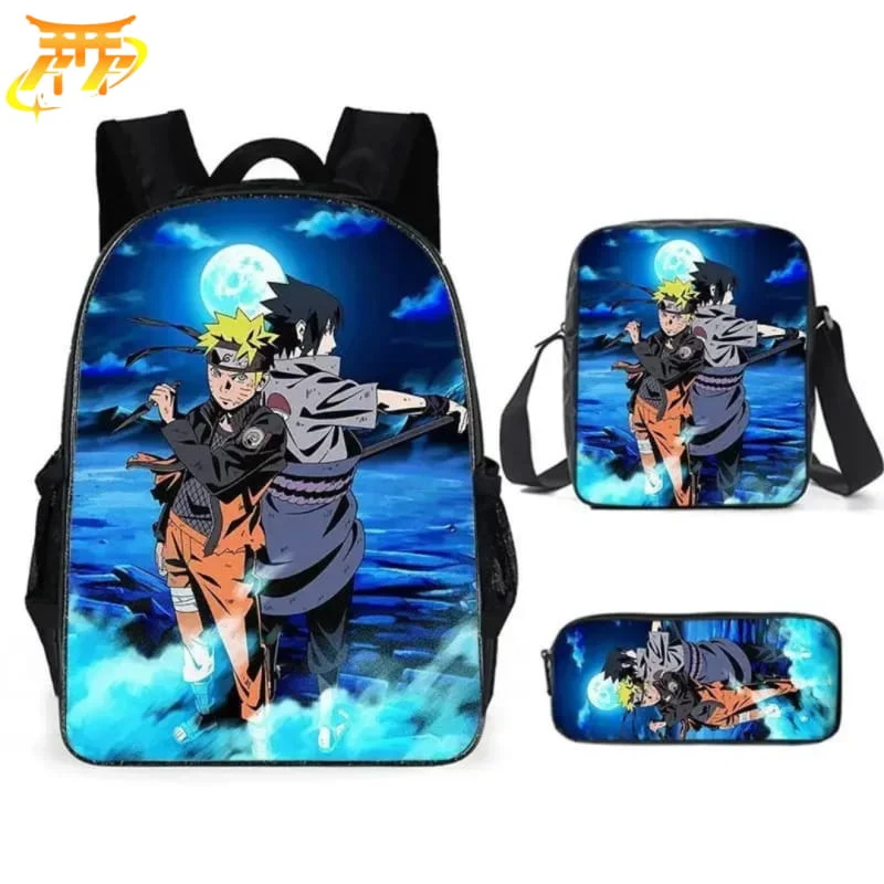 Déco bureau: Cartable avec Trousse et Sacoche Naruto x Sasuke - Naruto Shippuden™