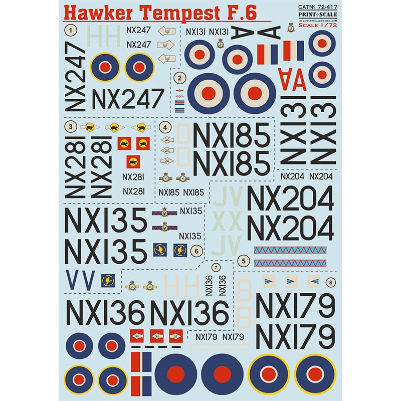 Jolie miniature pour étagère: Décal Hawker Tempête F.6 1. Hawker Tempête F.6. NX 247/H, No 39 Squadron RAF, Khartoum (Soudan), début 1949