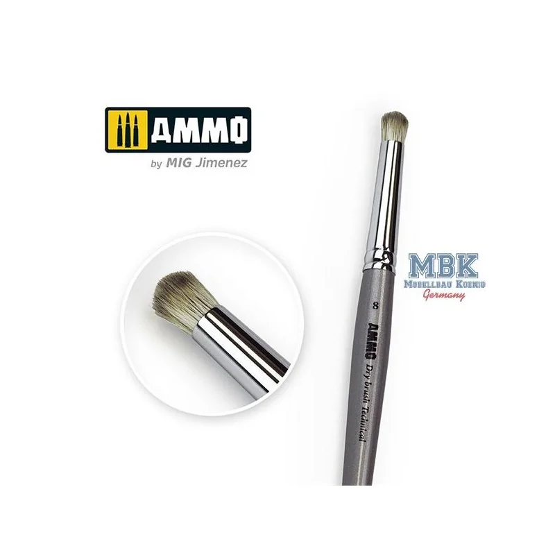 Objet pour bureau: Pinceau 8 Brosse technique à brosse sèche AMMO