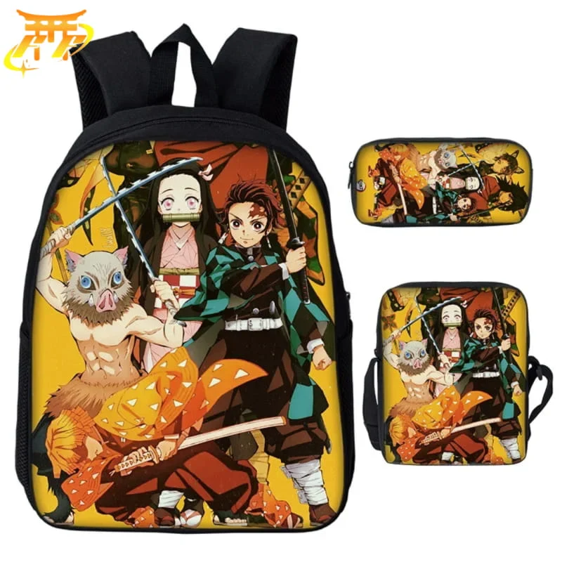 Élégante Vitrine style geek: Cartable avec Trousse et Sacoche All Stars - Demon Slayer™