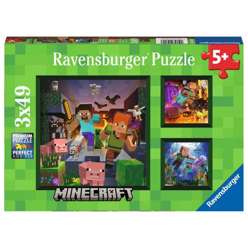 Univers vitrine déco: Puzzles 3x49 p - Biomes de Minecraft
