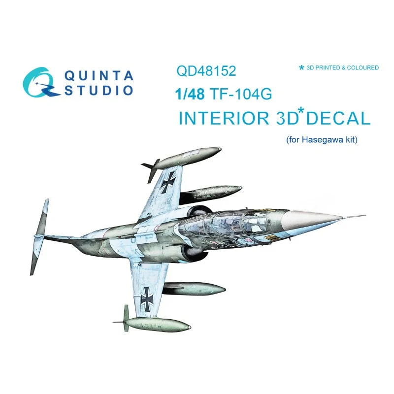 Décoration look original: Décalcomanie Lockheed TF-104G Starfighter imprimé en 3D et intérieur coloré sur papier autocollant (conçu pour être utilisé avec
