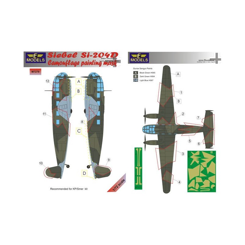 Compacte Design: Masque de peinture à motif camouflage Siebel Si-204D (conçu pour être utilisé avec les kits KP (ex Kopro, Kovozavody Prostejov e