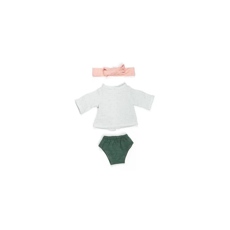Belle déco style pop: ML Poupées: ENSEMBLE de VÊTEMENTS vert/blanc pour fille 32cm
