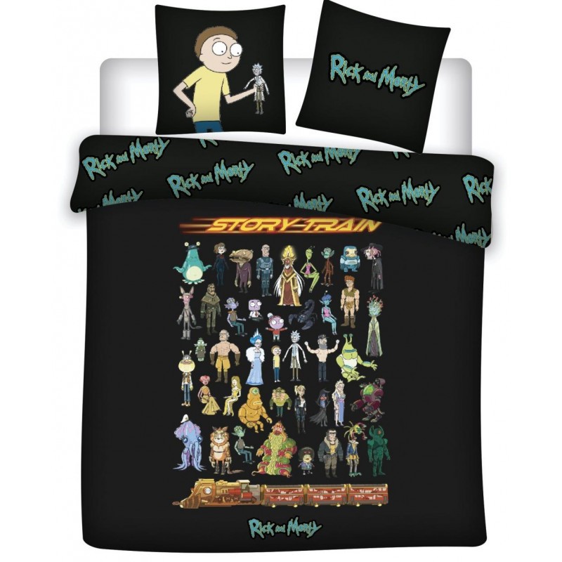 Figurine vitrine pour vitrine: RICK & MORTY - Parure de lit 240x220cm - Story Train '100% Coton'