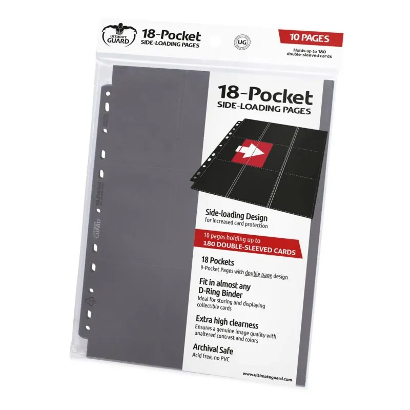 Pièce pour étagère: Ultimate Guard 18-Pocket Pages Side-Loading Gris (10)
