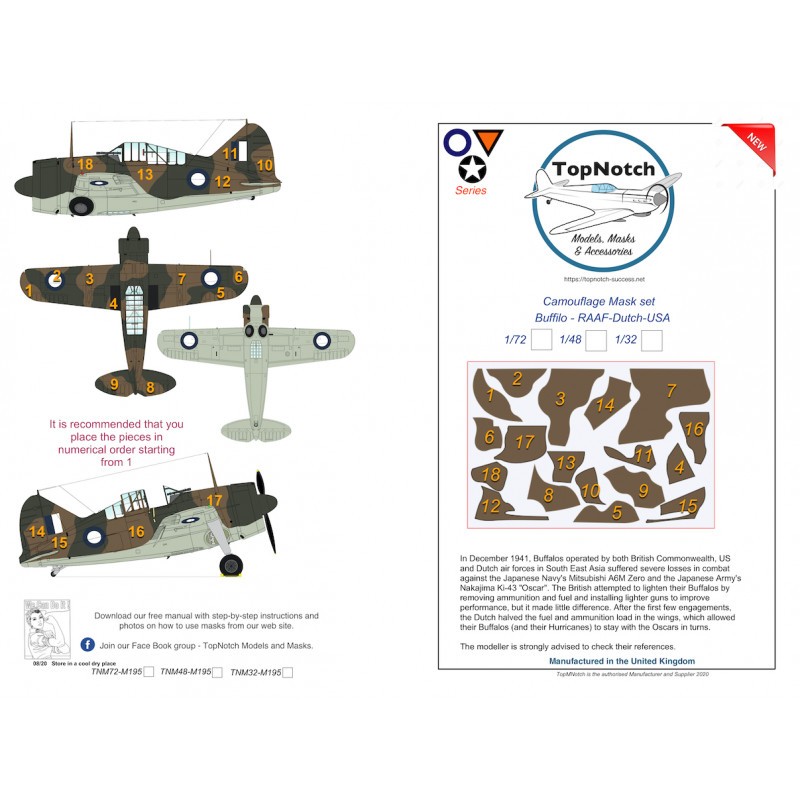 Visuelle Collection déco sympa: Brewster Buffalo - Masque de peinture à motif camouflage RAF-Dutch-USA (conçu pour être utilisé avec des kits ?)