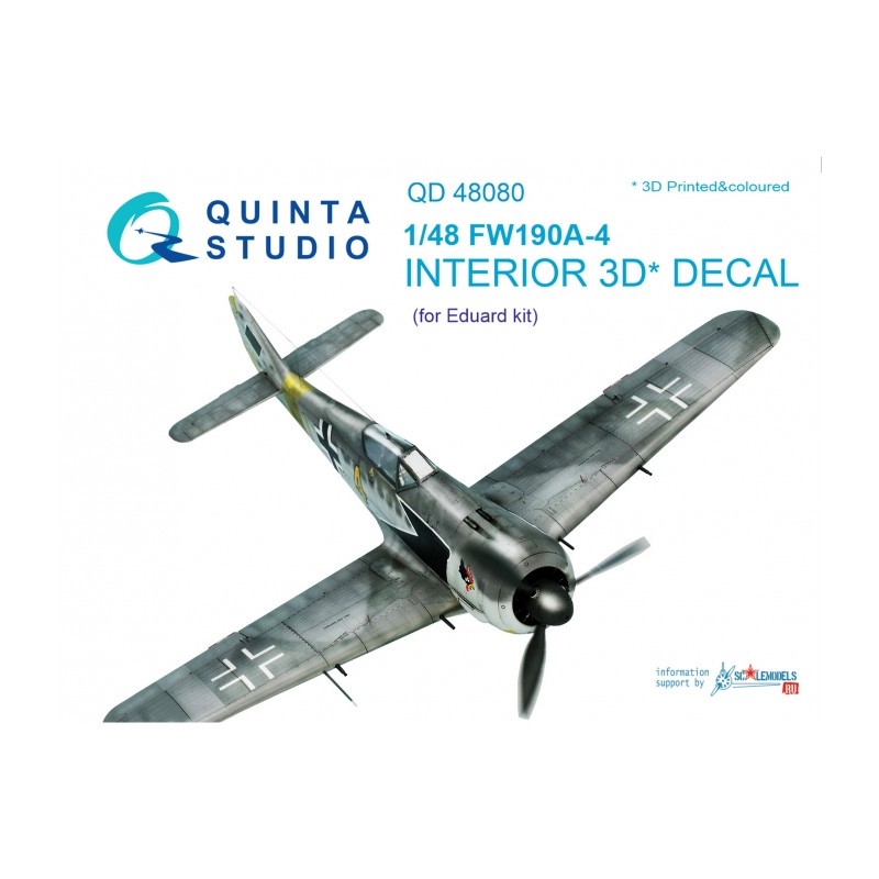 Belle Création pour vitrine: Décalcomanie Focke-Wulf Fw-190A-4 Intérieur imprimé en 3D et coloré sur papier autocollant (conçu pour être utilisé avec les kit