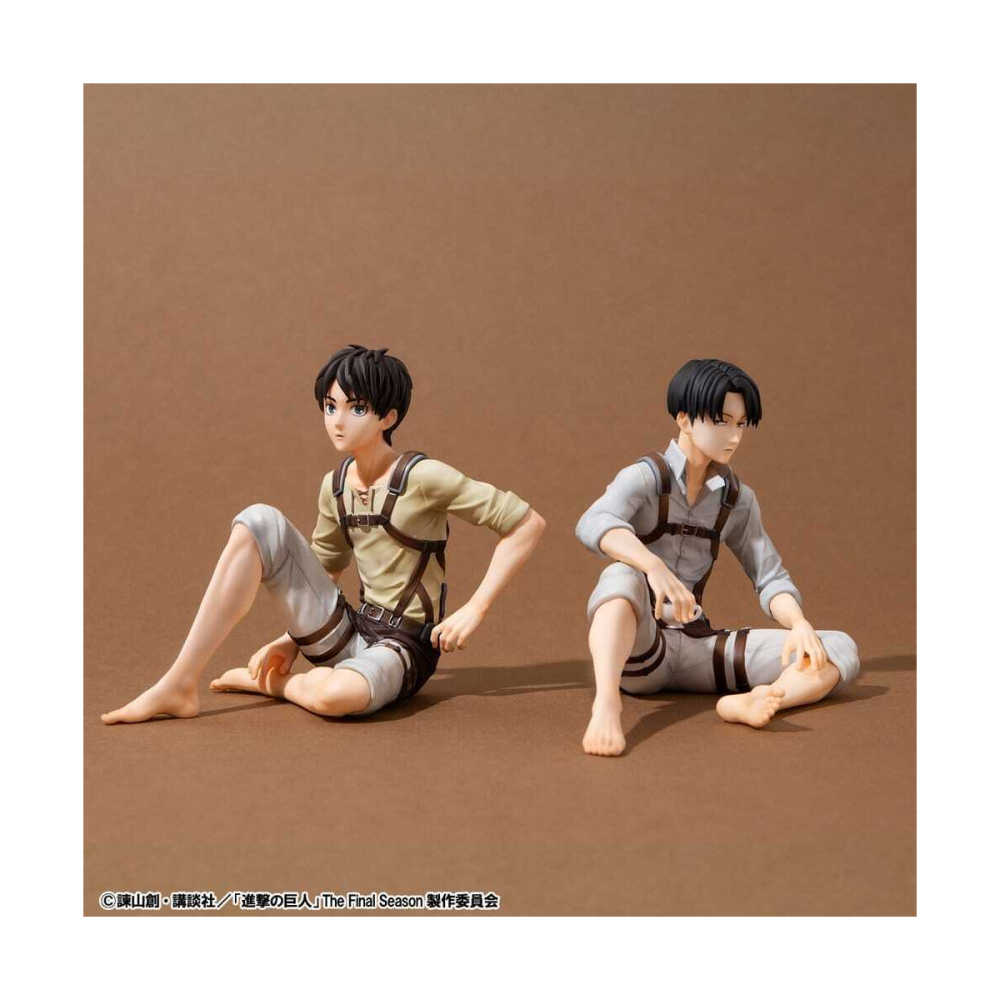 Objet déco pour déco: Attack on Titan pack 2 figurines PVC G.E.M. Series Eren Yeager & Squad Captain Levi Palm Size