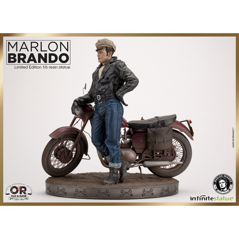 Modèle déco pour bureau: Miniature Marlon brando avec vélo old&rare 1:6 résine