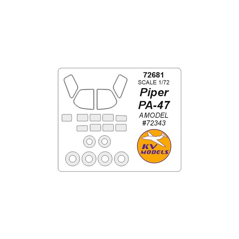 Collection pour étagère: Piper Pa-47 + masques de roues (conçus pour être utilisés avec les kits A-Model AMU72343) Les masques pour imiter les jantes des