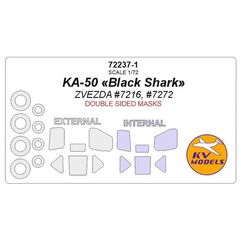 Classique Sélection: Kamov Ka-50 Black Shark 'HOKUM' Masques double face + roues (conçus pour être utilisés avec les kits ZVEZDA ZVE7216, ZVE7272)