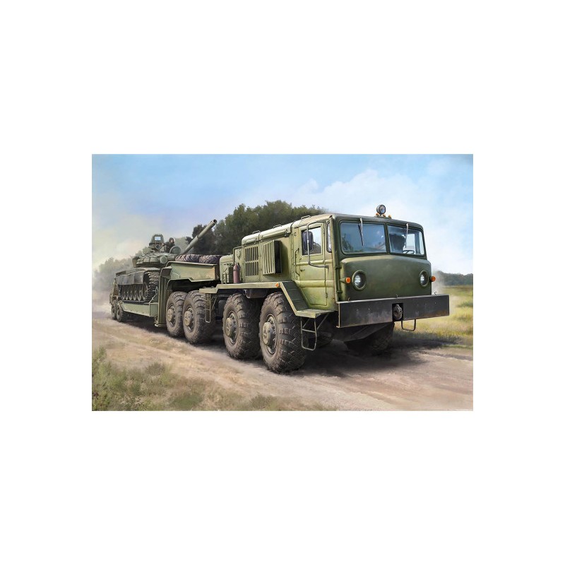 Classique Style look original: Maquette plastique de camion militaire Russe MAZ-537G fin de production avec remorque MAZ/ChMZAP-5247G 1:72
