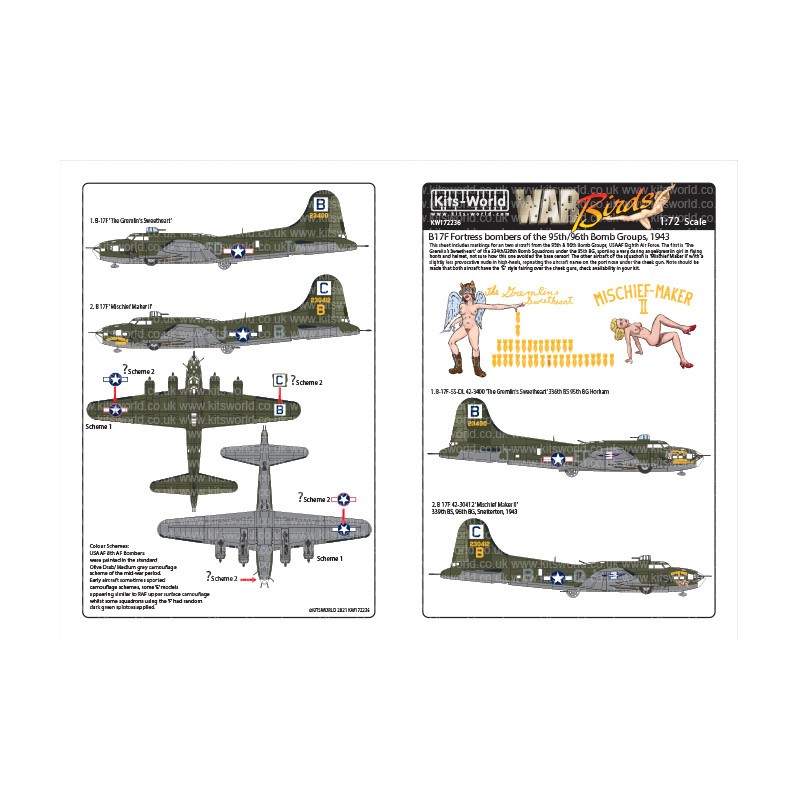 Pop Miniature: Décal Boeing B-17F-55-DL Flying Fortress 42-3400