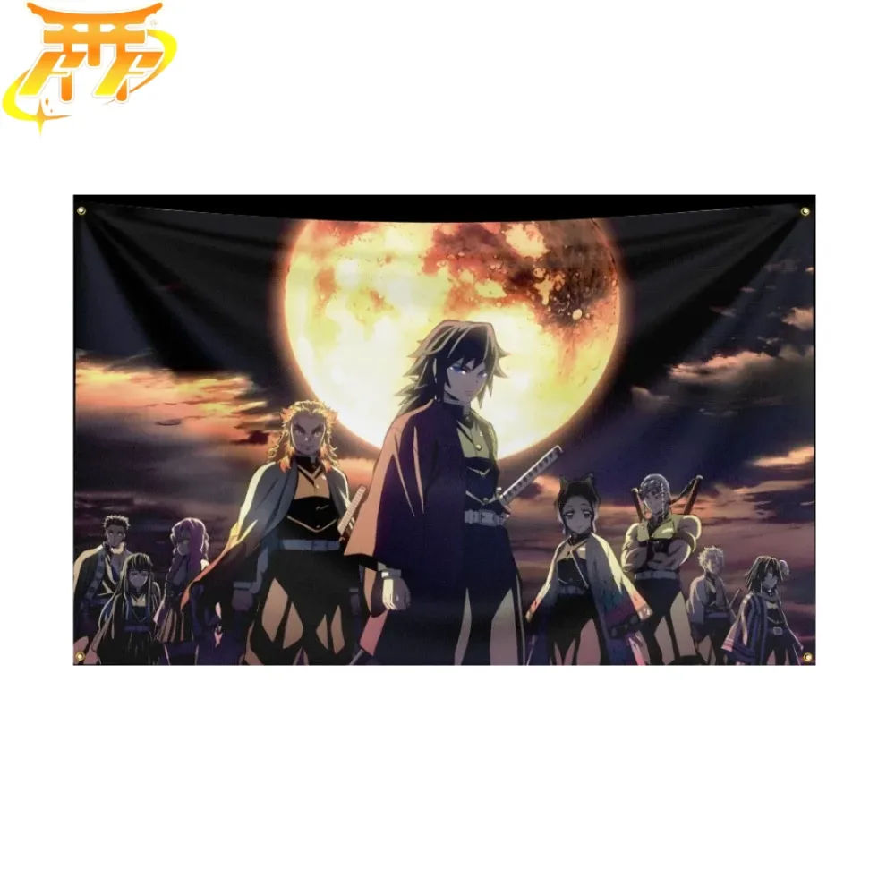 Soignée Pièce: Drapeau Piliers "Sous La Lune Sanglante" - Demon Slayer™