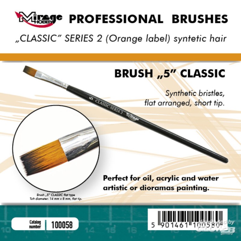 Objet vitrine pour bureau: Pinceau MIRAGE BROSSE PLATE HAUTE QUALITÉ SÉRIE CLASSIQUE 2 taille 5