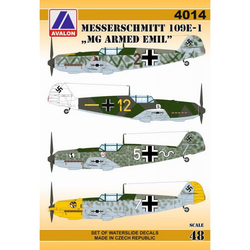 Décoration look soigné: Décal Messerschmitt Bf-109E-1 'Emils armés de MG'1