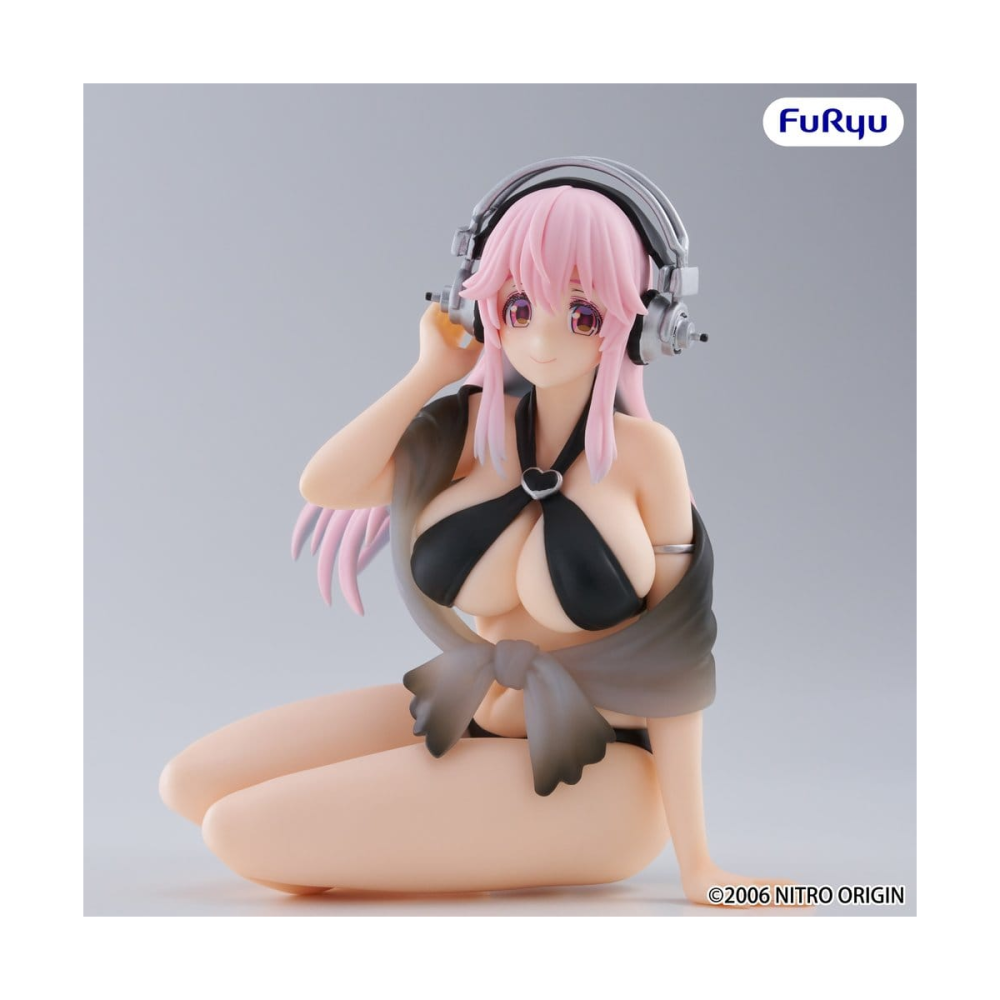 Originale Statue: Super Sonico Figurine Noodle Stopper Super Sonico Swimsuit Black Color Ver. 10 cm