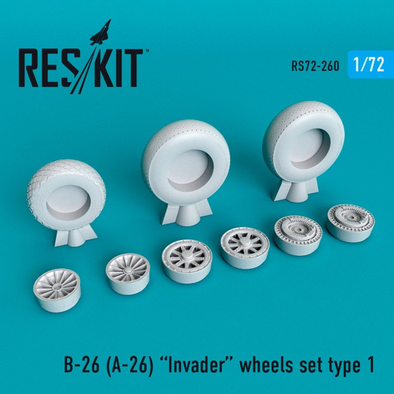 Compacte Déco pour vitrine: Jeu de roues Douglas B-26 (A-26) Invader type 1 (conçu pour être utilisé avec les kits Italeri) [B-26K A-26C A-26A A-26B]